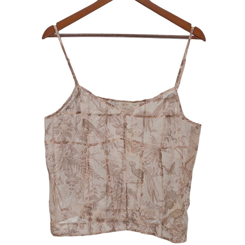 Pilcro Anthropologie Sheer Corset Tank Top XL Floral Bird Toile NWT $78 - Picture 2 of 7